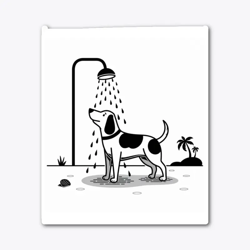 Beachside Dog Shower Illustration