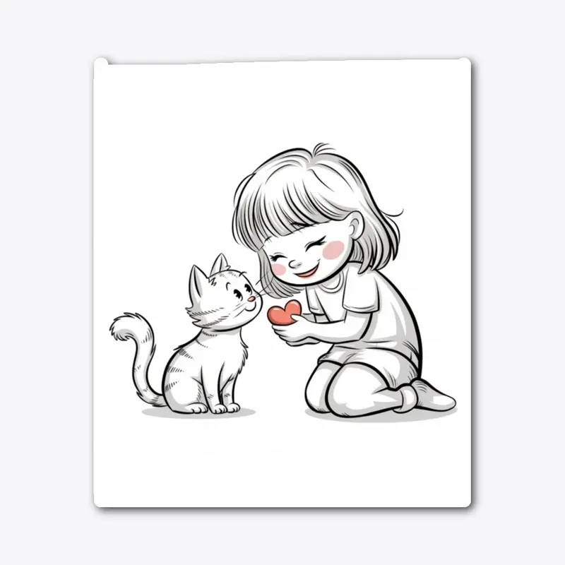 Girl and Cat Sharing Love