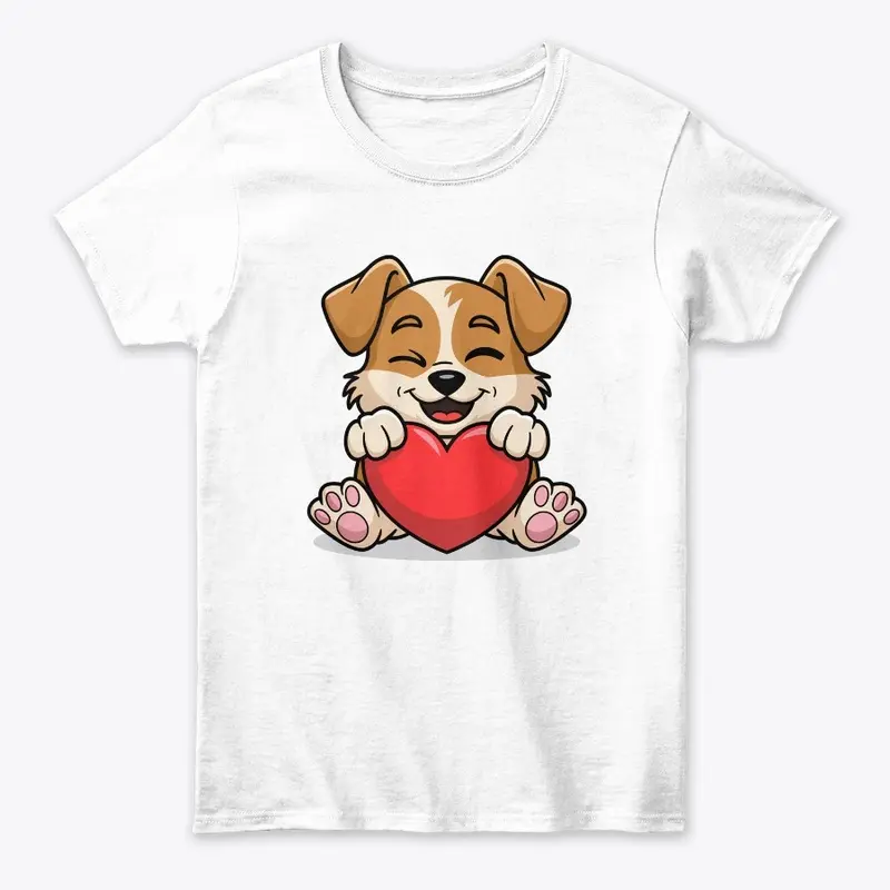 Winking Dog Holding a Heart