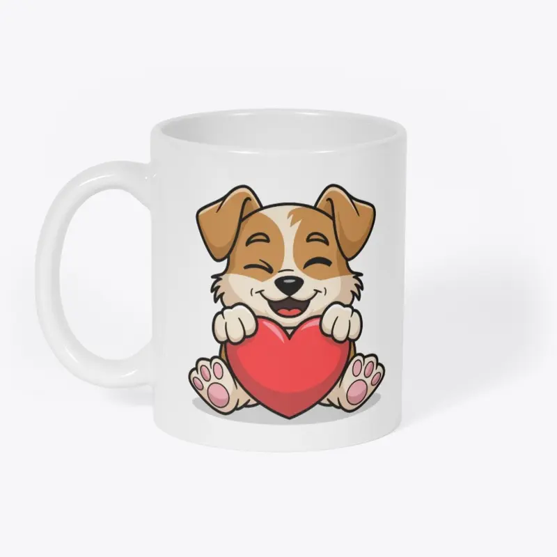 Winking Dog Holding a Heart