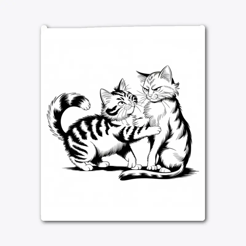 Playful Cat Duel Illustration 