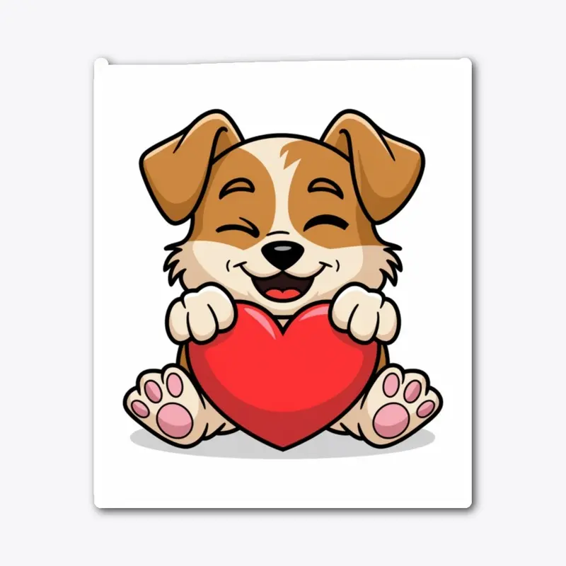 Winking Dog Holding a Heart